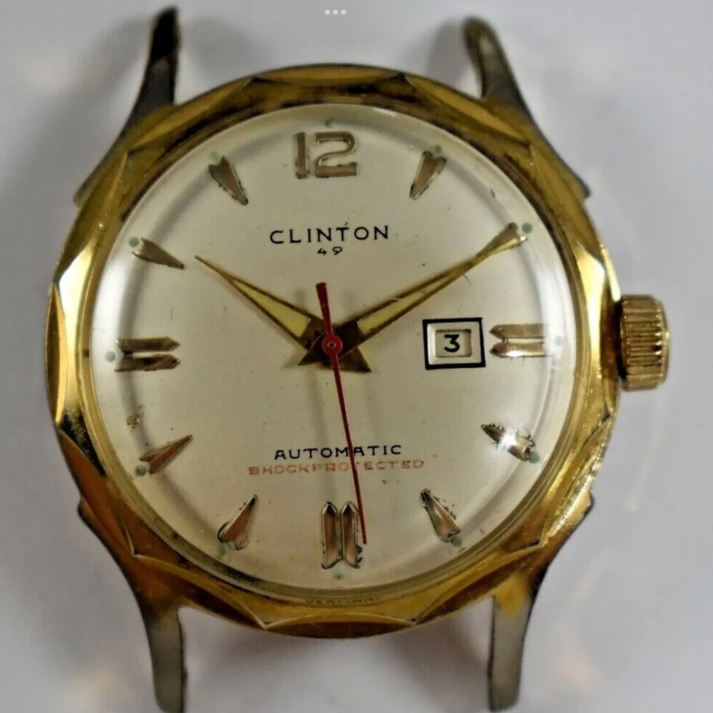 Vintage Clinton Made in Germany Automatic Date 49J Wrist Watch Runs